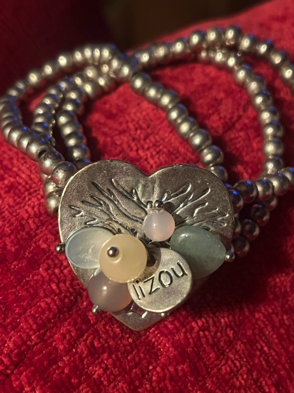 Lizou Silver Heart Beaded Stretch Bracelet and Five Other Bracelets Bundle